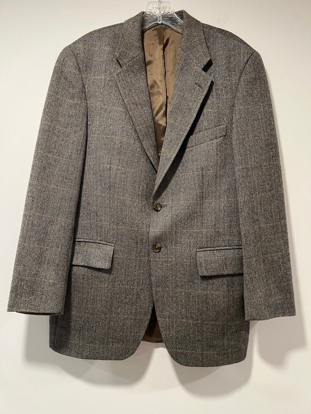 CHAPS X Ralph Lauren Wool Sport Coat Windowpane Plaid Brown Gold Size 40R JL